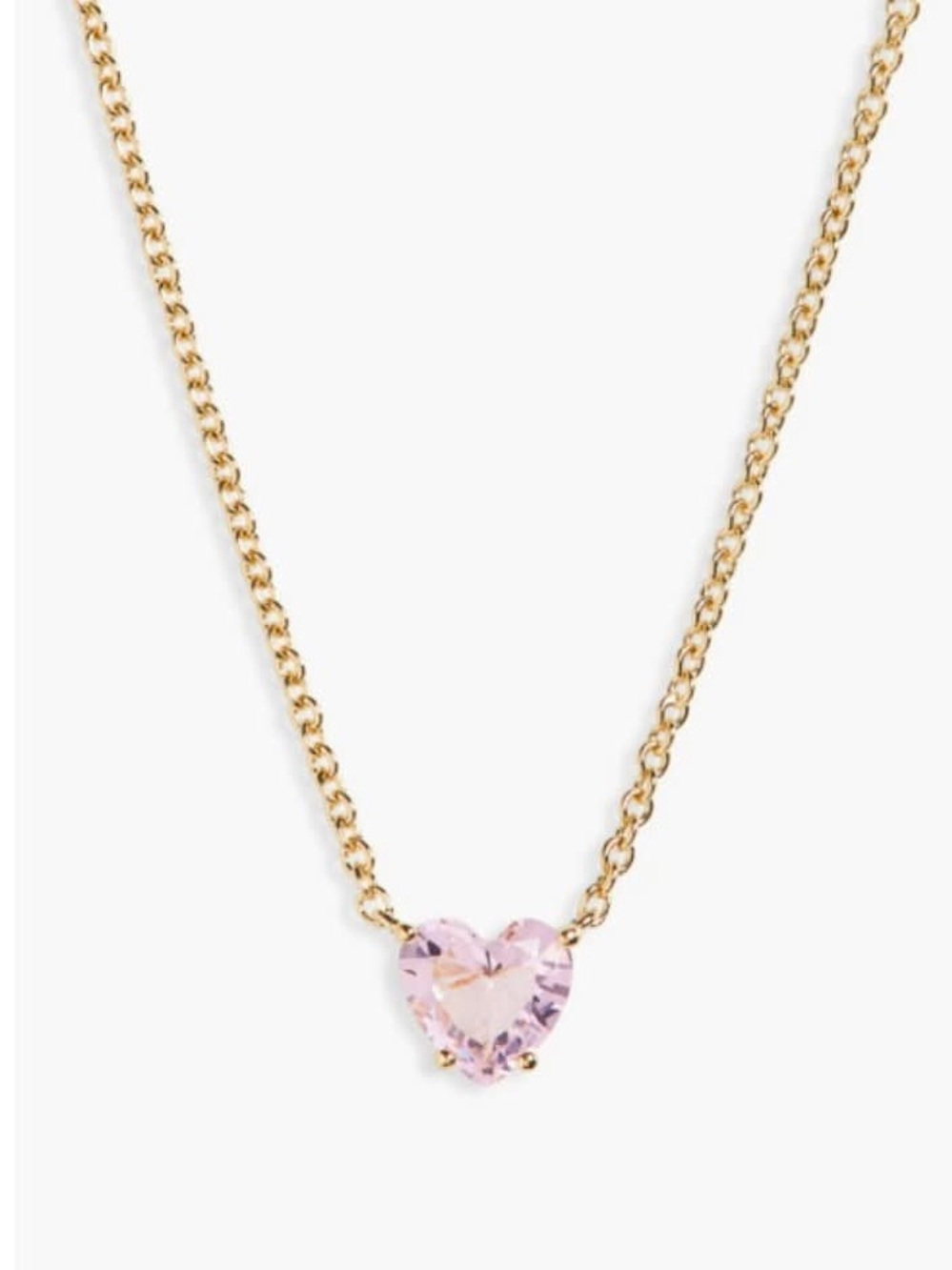NWOT Nadri Heart Pendant Necklace 18k-gold plate/cubic zirconia Pink MRSP $55